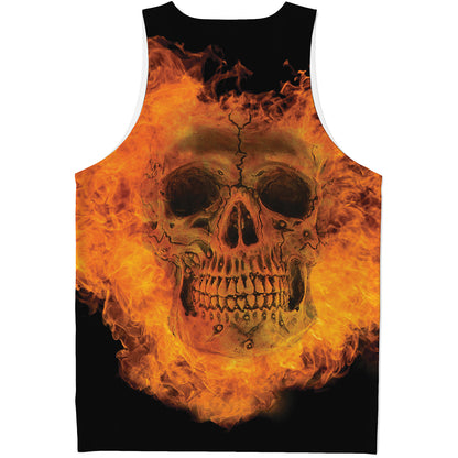 Fire Skull Print Men's Tank Top