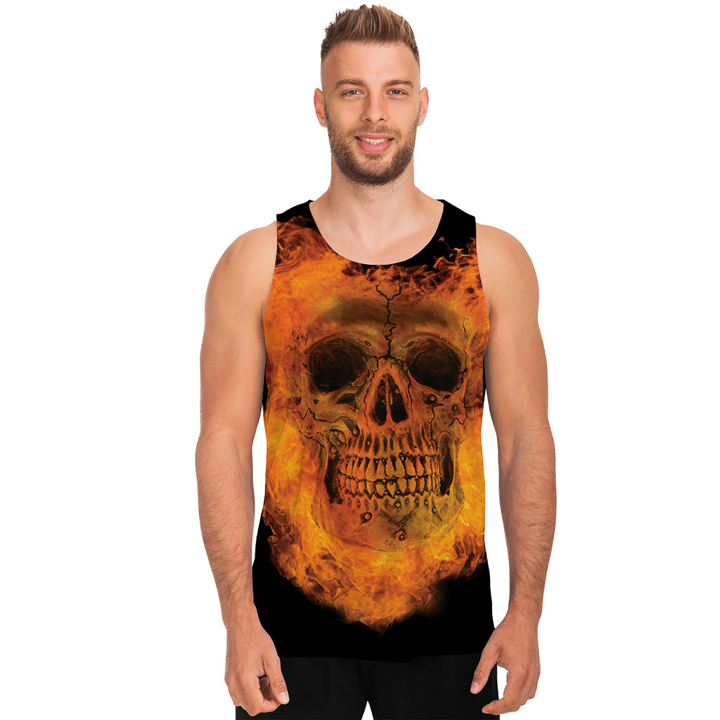 Fire Skull Print Men's Tank Top