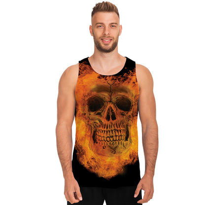 Fire Skull Print Men's Tank Top