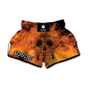 Fire Skull Print Muay Thai Boxing Shorts