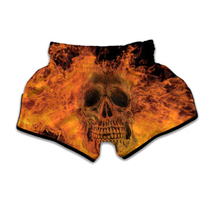 Fire Skull Print Muay Thai Boxing Shorts