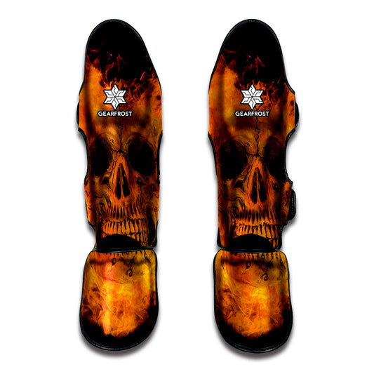 Fire Skull Print Muay Thai Shin Guard