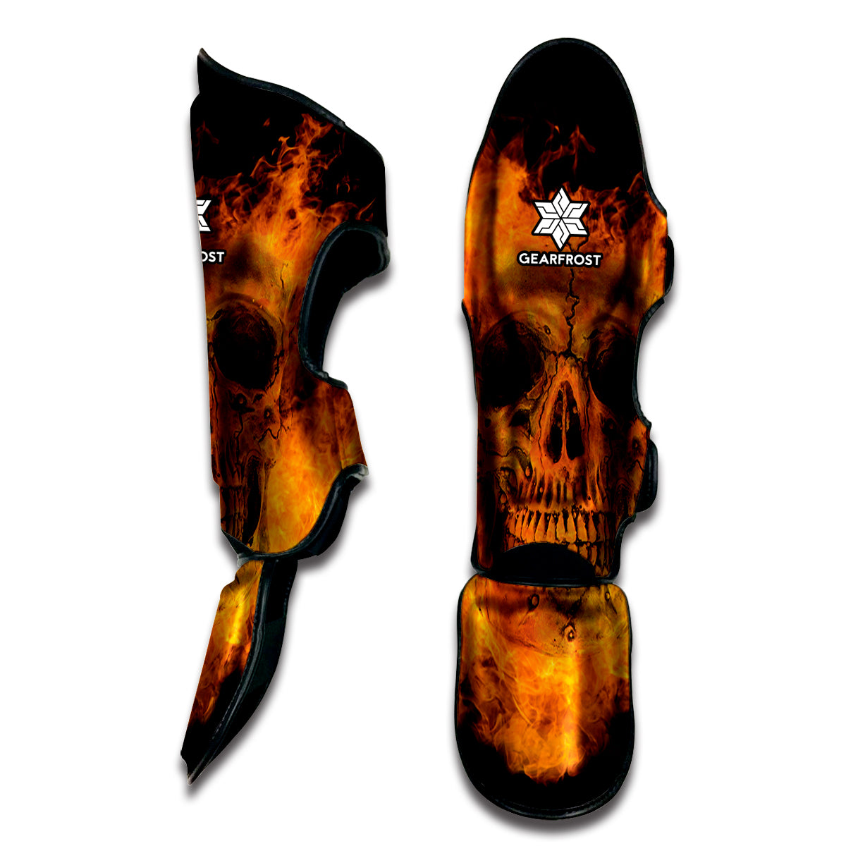 Fire Skull Print Muay Thai Shin Guard