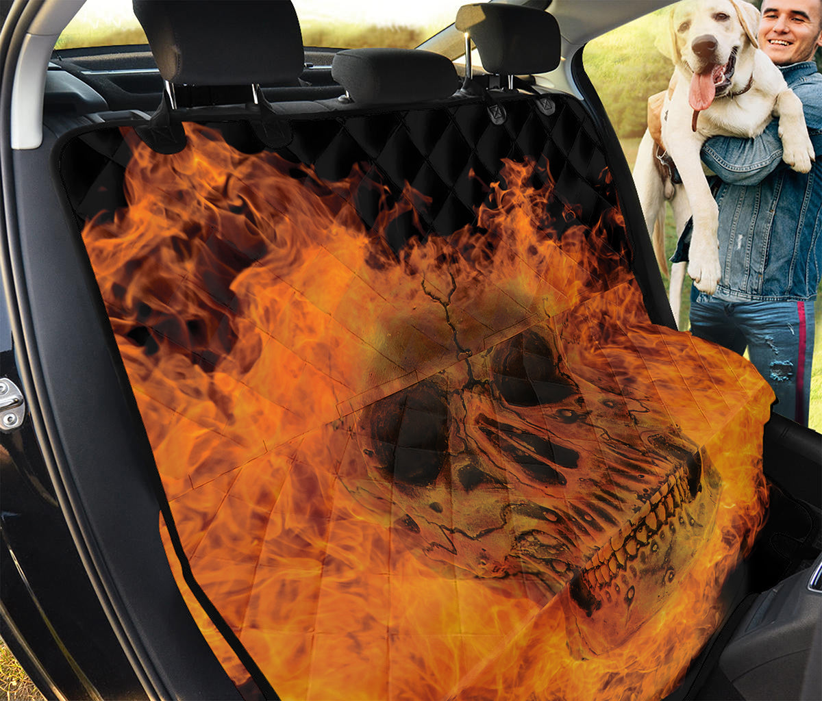 Fire Skull Print Pet Car Back Seat Cover