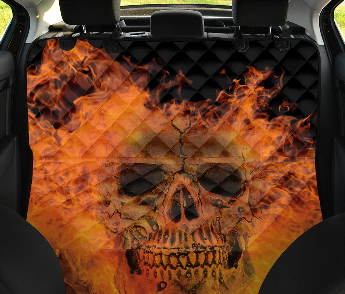 Fire Skull Print Pet Car Back Seat Cover