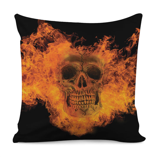 Fire Skull Print Pillow Cover