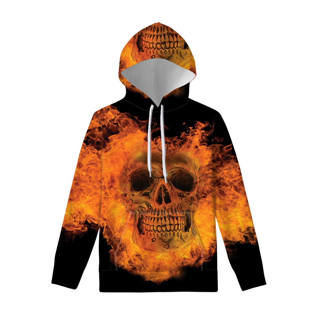 Fire Skull Print Pullover Hoodie