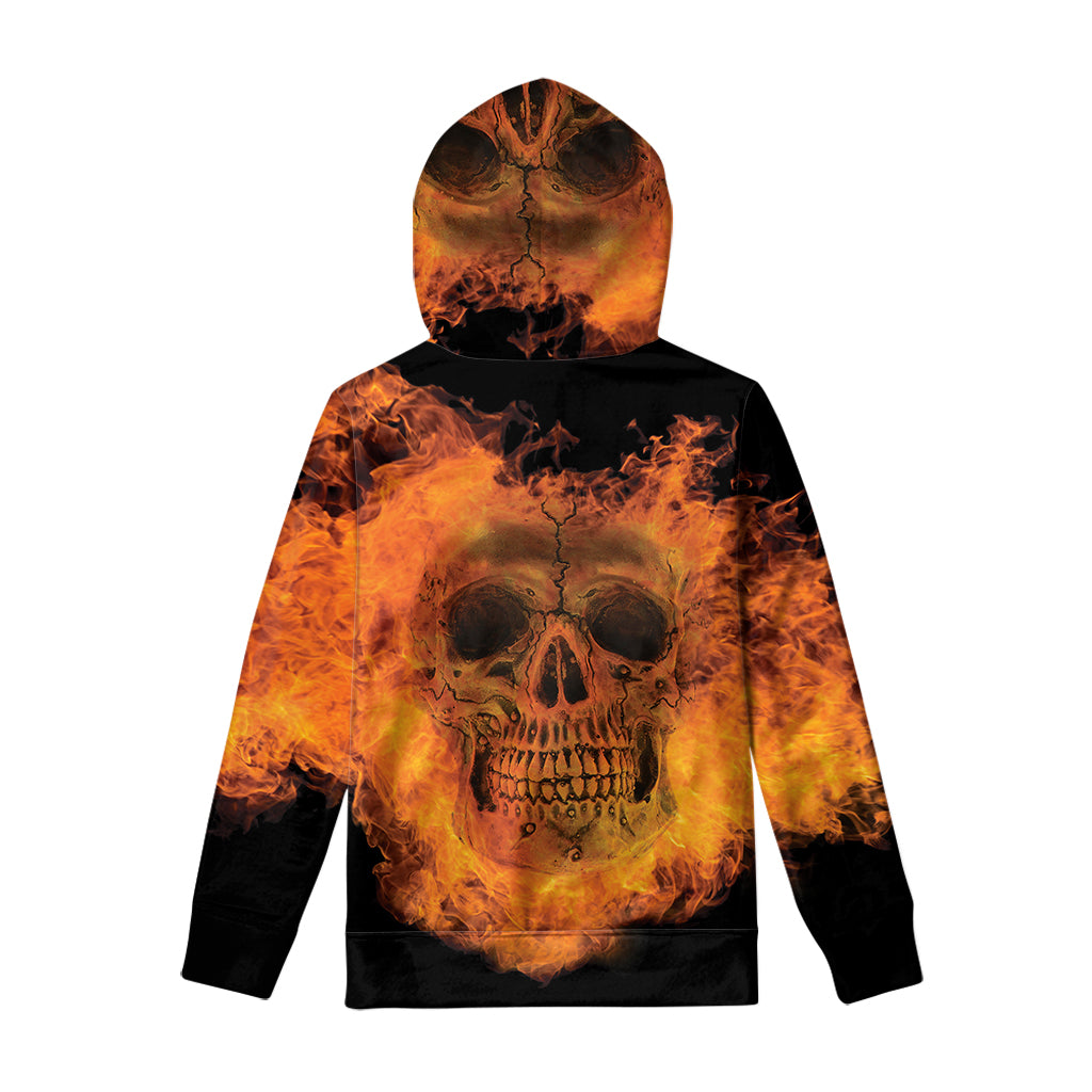 Fire Skull Print Pullover Hoodie