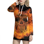 Fire Skull Print Pullover Hoodie Dress