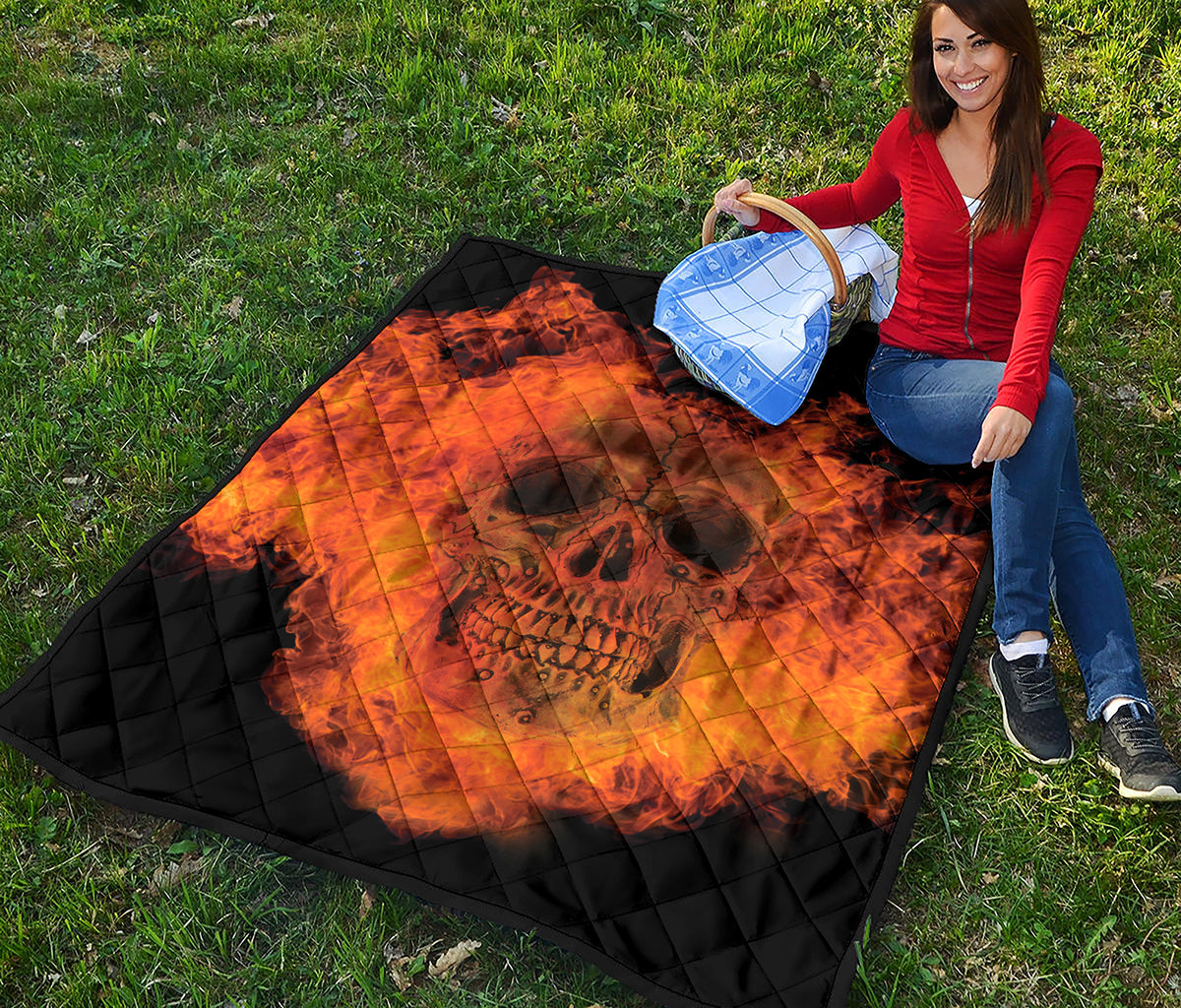 Fire Skull Print Quilt