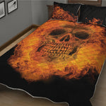 Fire Skull Print Quilt Bed Set