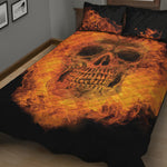 Fire Skull Print Quilt Bed Set
