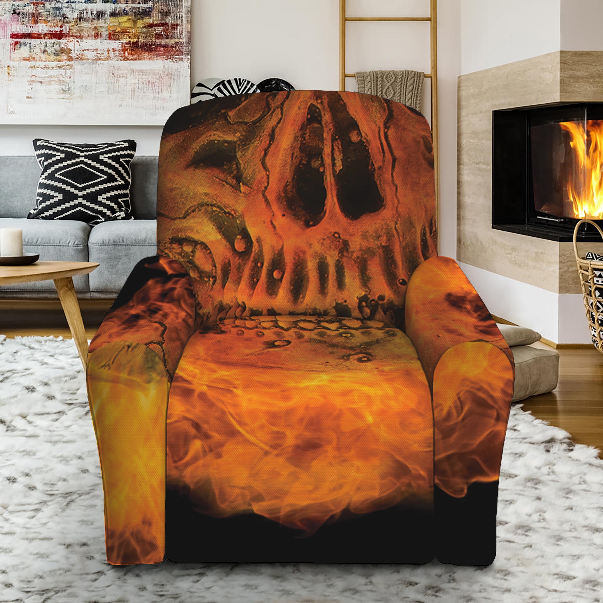 Fire Skull Print Recliner Slipcover