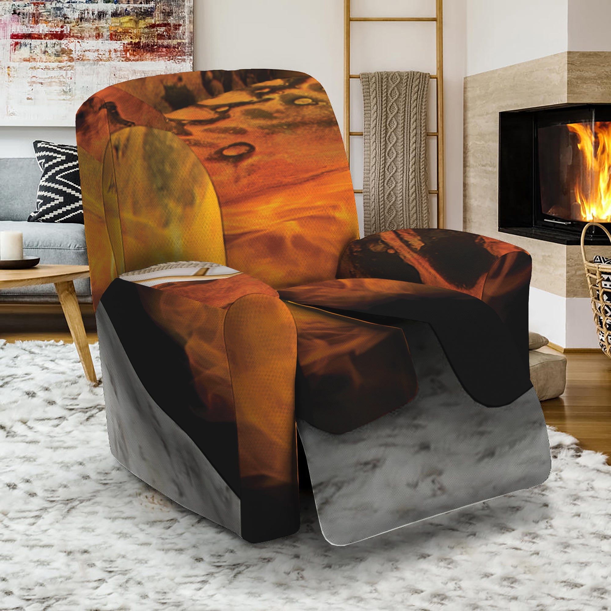 Fire Skull Print Recliner Slipcover