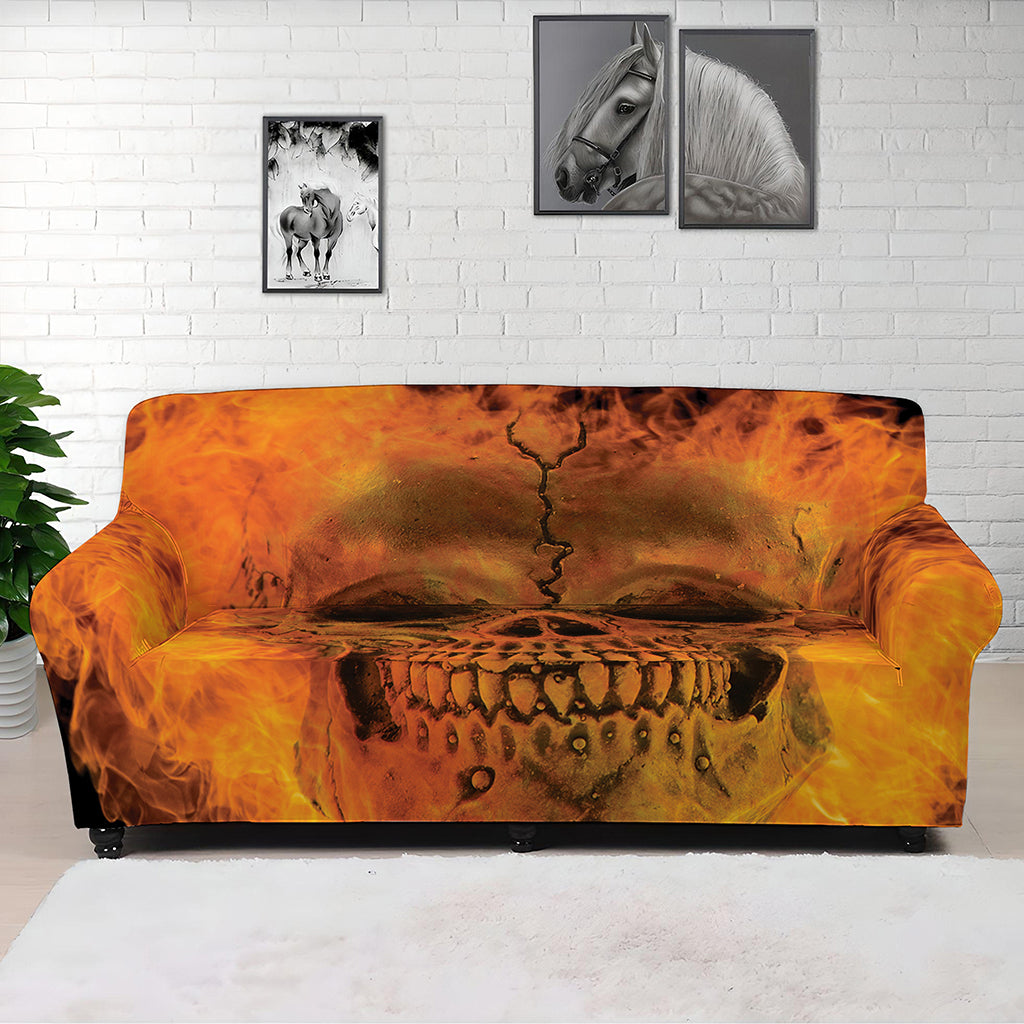 Fire Skull Print Sofa Cover