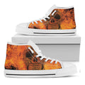 Fire Skull Print White High Top Sneakers