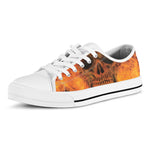 Fire Skull Print White Low Top Shoes