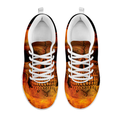 Fire Skull Print White Sneakers