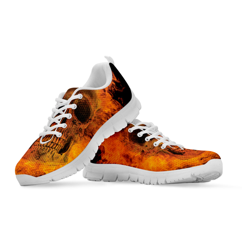 Fire Skull Print White Sneakers