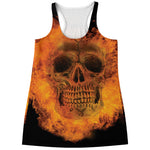 Fire Skull Print Women's Racerback Tank Top