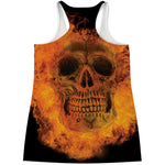 Fire Skull Print Women's Racerback Tank Top