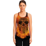 Fire Skull Print Women's Racerback Tank Top