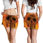 Fire Skull Print Women's Shorts