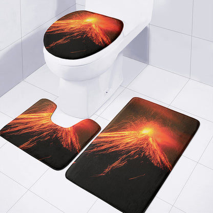 Fire Volcano Print 3 Piece Bath Mat Set