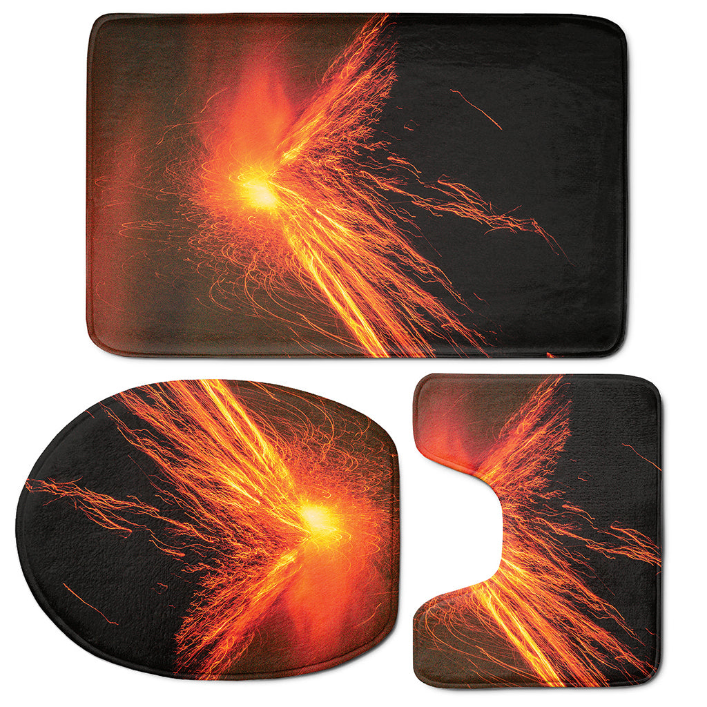 Fire Volcano Print 3 Piece Bath Mat Set