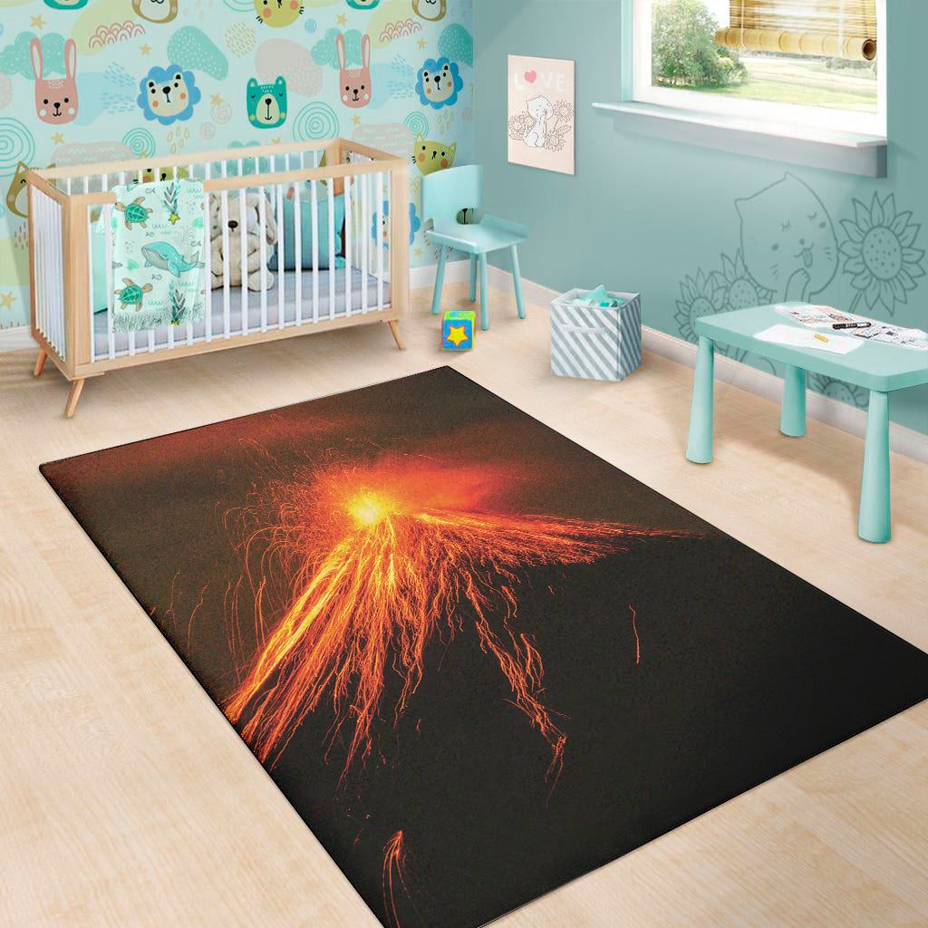 Fire Volcano Print Area Rug