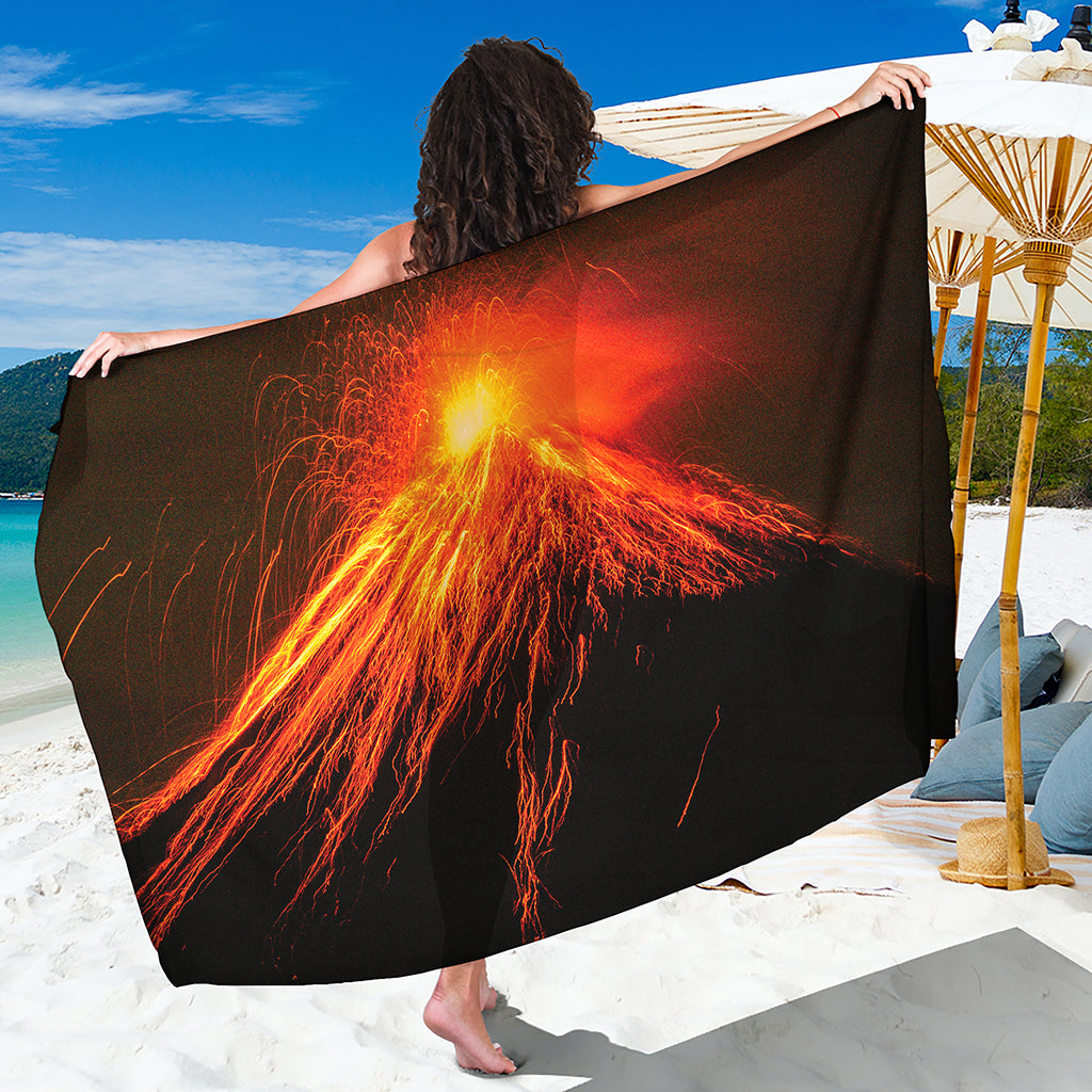 Fire Volcano Print Beach Sarong Wrap