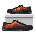 Fire Volcano Print Black Low Top Shoes