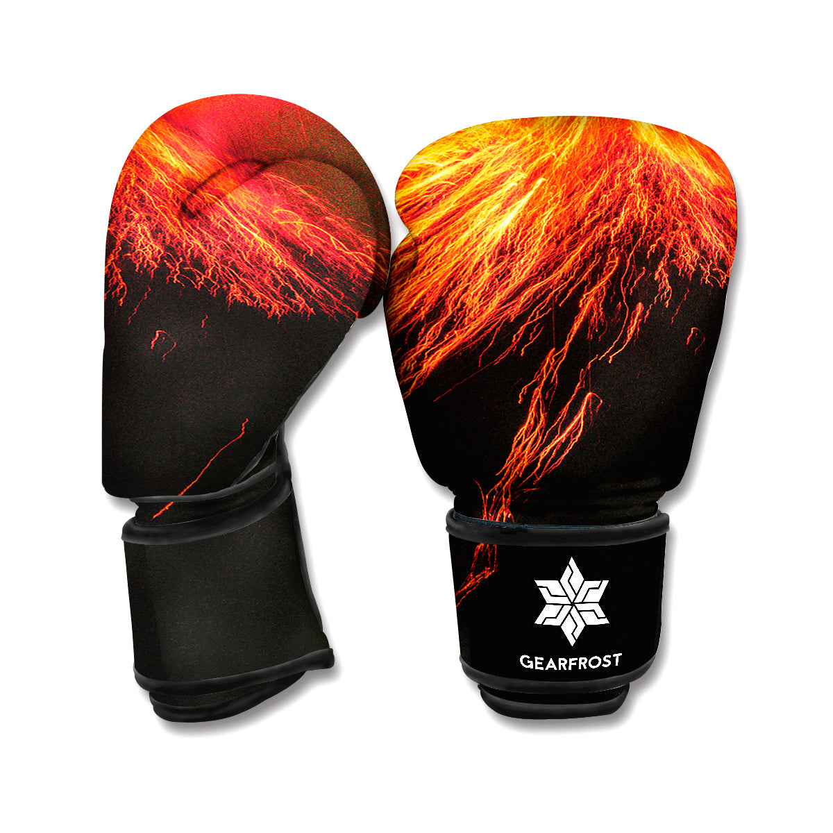 Fire Volcano Print Boxing Gloves