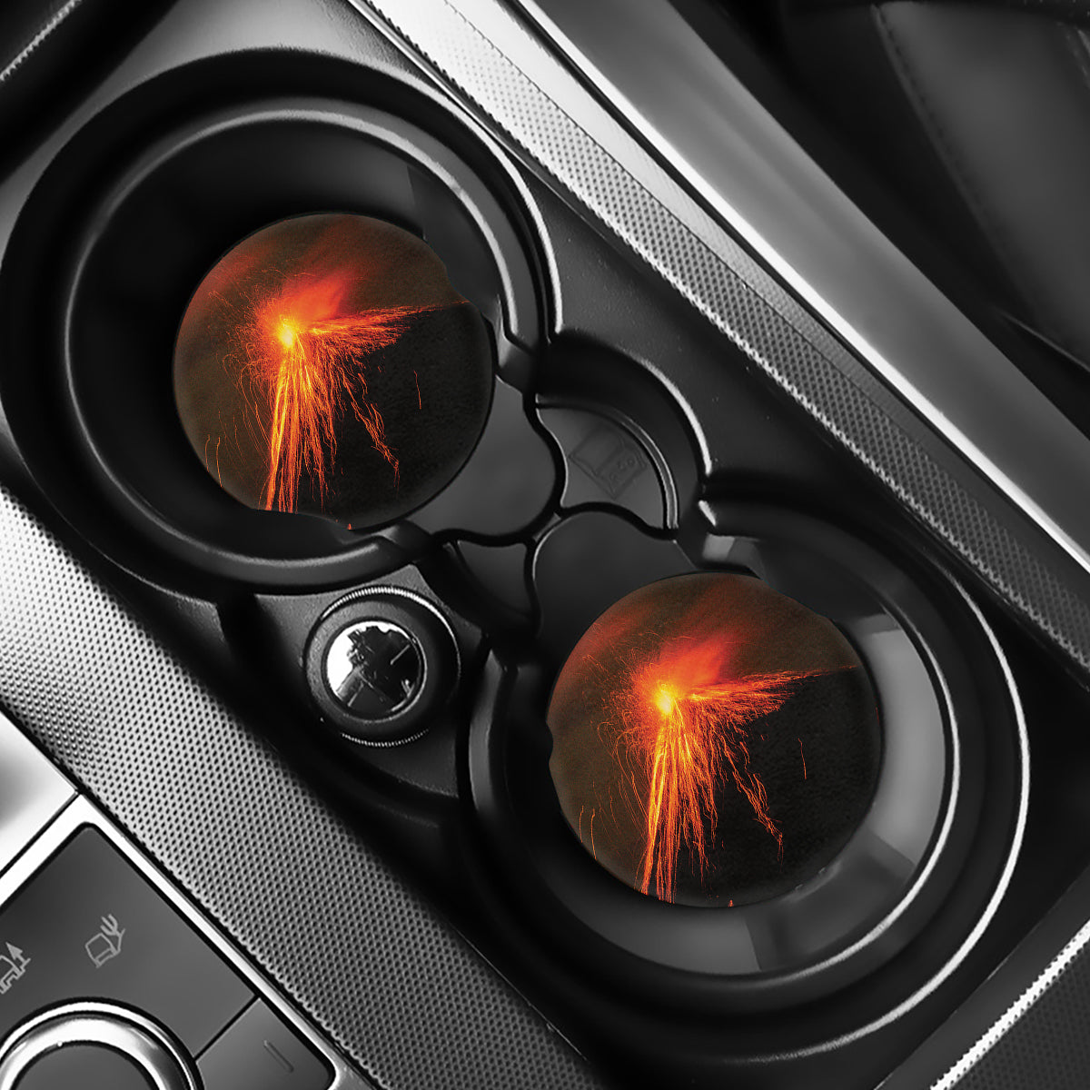 Fire Volcano Print Car Coasters