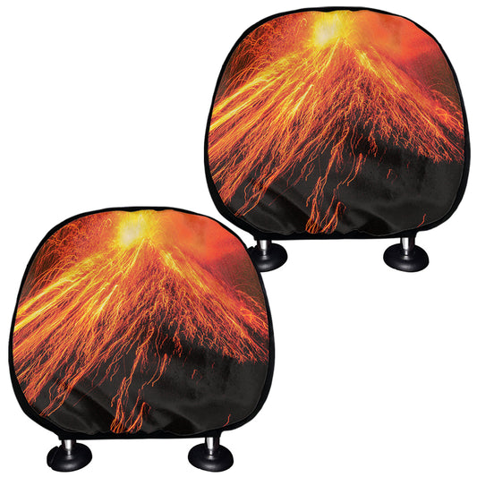 Fire Volcano Print Car Headrest Covers