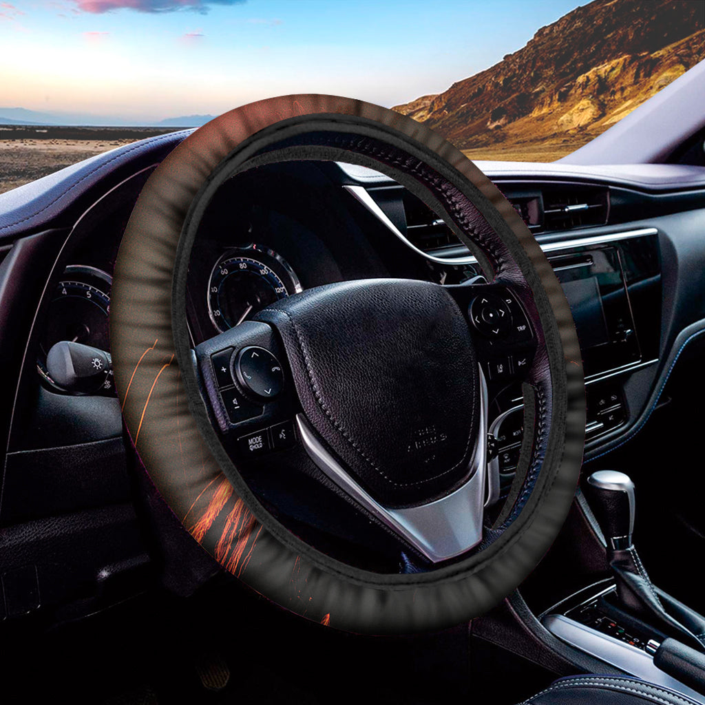 Fire Volcano Print Car Steering Wheel Cover