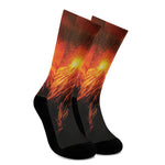Fire Volcano Print Crew Socks