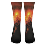 Fire Volcano Print Crew Socks