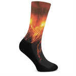 Fire Volcano Print Crew Socks