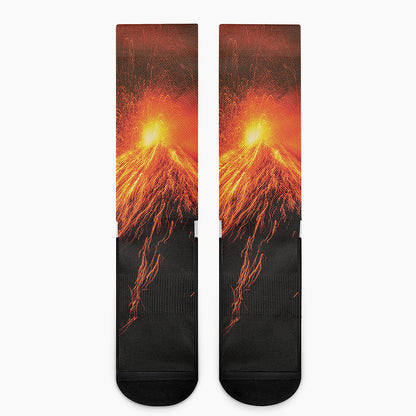 Fire Volcano Print Crew Socks