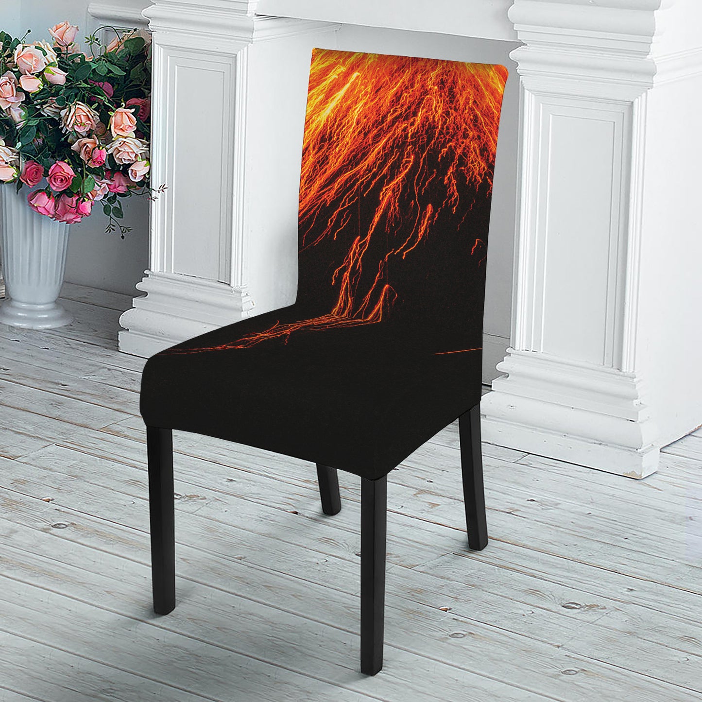 Fire Volcano Print Dining Chair Slipcover