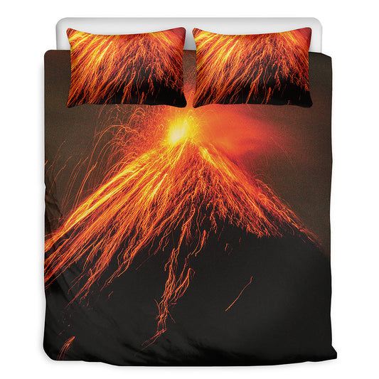 Fire Volcano Print Duvet Cover Bedding Set