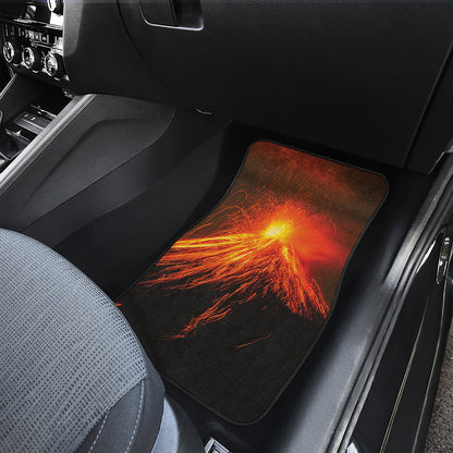 Fire Volcano Print Front and Back Car Floor Mats