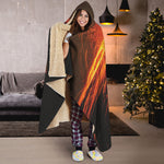 Fire Volcano Print Hooded Blanket