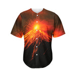 Fire Volcano Print Men's Baseball Jersey