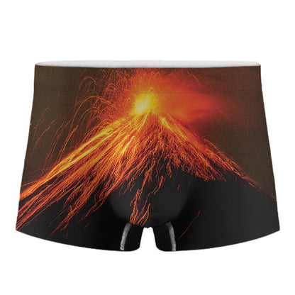 Fire Volcano Print Men's Boxer Briefs