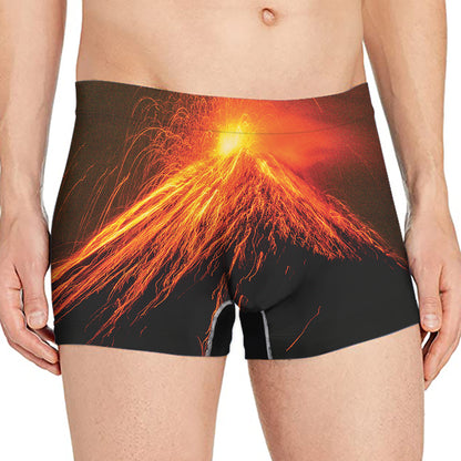 Fire Volcano Print Men's Boxer Briefs