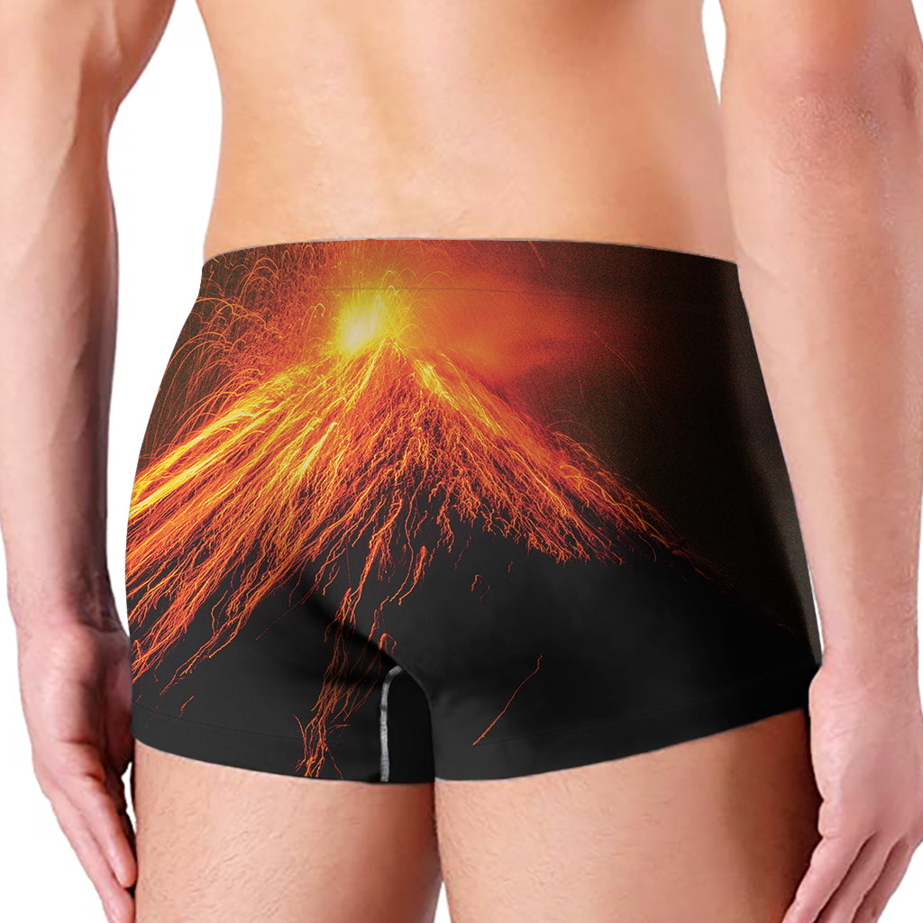 Fire Volcano Print Men's Boxer Briefs