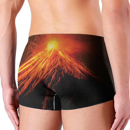 Fire Volcano Print Men's Boxer Briefs