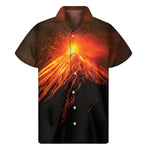 Fire Volcano Print Men's Short Sleeve Shirt